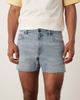 ASOS DESIGN ASOS DESIGN shorter length slim denim shorts with rip detail in light wash blue - 2