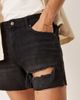 ASOS DESIGN ASOS DESIGN shorter length straight fit denim shorts with rip detail in black wash - 2