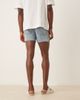 ASOS DESIGN ASOS DESIGN shorter length straight fit denim shorts with rip detail in light wash blue - 3