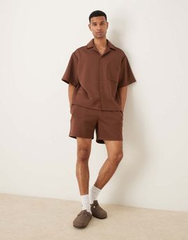 ASOS DESIGN ASOS DESIGN shorts in brown scuba-style fabric - part of a set