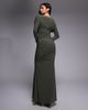 ASOS DESIGN ASOS DESIGN shoulder grazer draped sleeves maxi dress in khaki green - 3