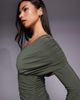 ASOS DESIGN ASOS DESIGN shoulder grazer draped sleeves maxi dress in khaki green - 4