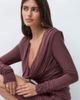 ASOS DESIGN ASOS DESIGN shoulder pad mini dress with cowl deep plunge neckline in bitter chocolate-RED - 4