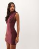 ASOS DESIGN ASOS DESIGN shoulder pad ruched side bodycon dress in wine-Red - 1