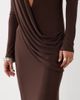 ASOS DESIGN ASOS DESIGN shoulder pad slinky maxi dress with sweeping drape detail in chocolate-Brown - 2