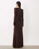 ASOS DESIGN ASOS DESIGN shoulder pad slinky maxi dress with sweeping drape detail in chocolate-Brown - 3