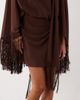 ASOS DESIGN ASOS DESIGN shoulder pad tie neck fringe sleeve mini dress in brown - 3