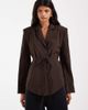 ASOS DESIGN ASOS DESIGN shoulder pad tie waist soft blazer in chocolate-Brown - 1