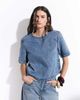 ASOS DESIGN ASOS DESIGN shoulder pads denim t-shirt in mid blue - part of a set - 3