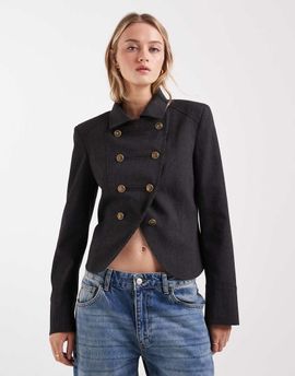 ASOS DESIGN ASOS DESIGN shrunken drummer style jacket in brown pinstripe