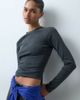 ASOS DESIGN ASOS DESIGN shrunken raglan long sleeve baby tee in washed charcoal-Gray - 1