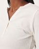 ASOS DESIGN ASOS DESIGN shrunken waffle knit long sleeve henley tee in cream-White - 2