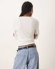 ASOS DESIGN ASOS DESIGN shrunken waffle knit long sleeve henley tee in cream-White - 4