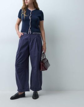 ASOS DESIGN ASOS DESIGN side cinch barrel trouser in navy