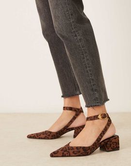 ASOS DESIGN ASOS DESIGN Sienna mid block heel shoes in leopard suedette-Multi