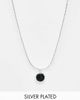 ASOS DESIGN ASOS DESIGN silver plated necklace with black semi precious look pendant - 1