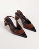 ASOS DESIGN ASOS DESIGN Simba toe cap detail slingback mid-height heeled shoes in tan and black-Brown - 2
