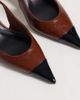 ASOS DESIGN ASOS DESIGN Simba toe cap detail slingback mid-height heeled shoes in tan and black-Brown - 3