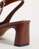 ASOS DESIGN ASOS DESIGN Simba toe cap detail slingback mid-height heeled shoes in tan and black-Brown - 4