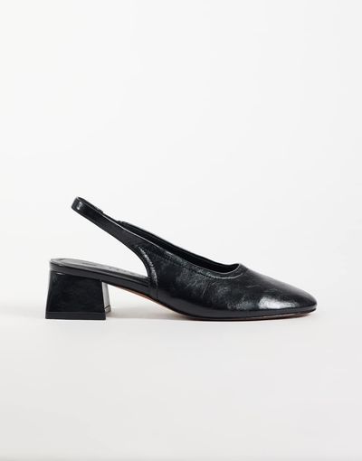 ASOS DESIGN ASOS DESIGN Sindy minimal block heeled slingback shoes in black