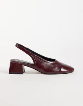 ASOS DESIGN ASOS DESIGN Sindy minimalist block heeled slingback pumps in burgundy-Red