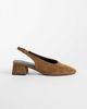 ASOS DESIGN ASOS DESIGN Sindy minimalist block heeled slingback pumps in taupe suedette-Neutral - 1