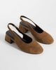 ASOS DESIGN ASOS DESIGN Sindy minimalist block heeled slingback pumps in taupe suedette-Neutral - 2