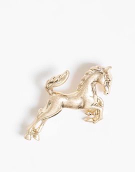 ASOS DESIGN ASOS DESIGN single brooch with horse design in brushed gold tone