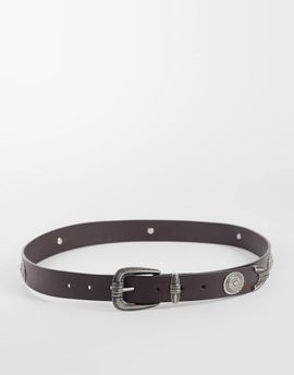 ASOS DESIGN ASOS DESIGN skinny belt with discs in brown