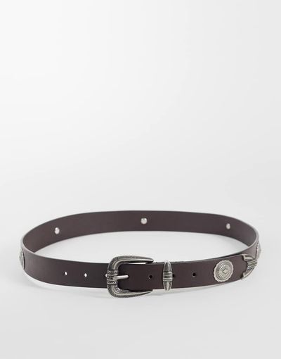ASOS DESIGN ASOS DESIGN skinny belt with discs in brown