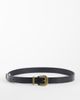 ASOS DESIGN ASOS DESIGN skinny belt with gold curve buckle and metal tip in black - 1