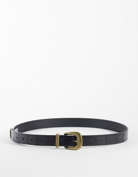 ASOS DESIGN ASOS DESIGN skinny belt with gold curve buckle and metal tip in black
