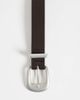 ASOS DESIGN ASOS DESIGN skinny belt with silver curve buckle and metal tip in brown-Black - 2