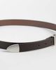 ASOS DESIGN ASOS DESIGN skinny belt with silver curve buckle and metal tip in brown-Black - 3