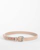 ASOS DESIGN ASOS DESIGN skinny belt with silver curve buckle and metal tip in neutral - 1