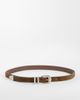 ASOS DESIGN ASOS DESIGN skinny cowhide hair belt with curve buckle and metal tip in brown - 1