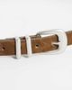 ASOS DESIGN ASOS DESIGN skinny cowhide hair belt with curve buckle and metal tip in brown - 2