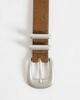ASOS DESIGN ASOS DESIGN skinny cowhide hair belt with curve buckle and metal tip in brown - 3