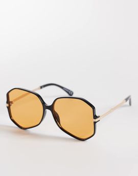 ASOS DESIGN ASOS DESIGN skinny frame angular 70's light tint sunglasses with orange lens