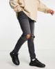 ASOS DESIGN ASOS DESIGN skinny jeans in washed black with knee rips - 4