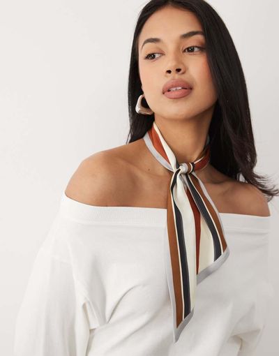 ASOS DESIGN ASOS DESIGN skinny scarf in striped print-Multi
