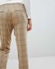 ASOS DESIGN ASOS DESIGN skinny smart trouser in putty window pane check with drawcord waist-Gray - 3
