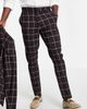 ASOS DESIGN ASOS DESIGN skinny suit pants with window pane check in burgundy-Red - 1