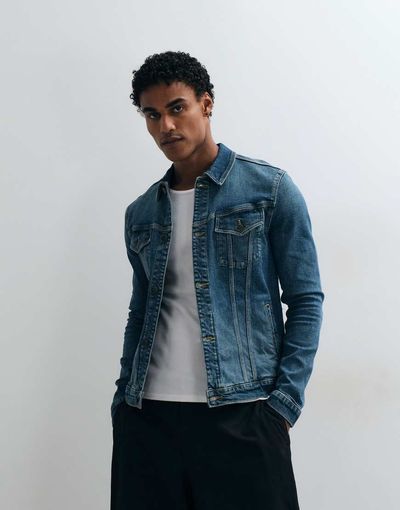 ASOS DESIGN ASOS DESIGN skinny trucker denim jacket in dark wash blue