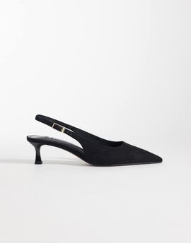ASOS DESIGN ASOS DESIGN Skip slingback kitten heel shoes in black suedette