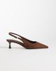 ASOS DESIGN ASOS DESIGN Skip slingback kitten heel shoes in chocolate suedette-Brown - 1