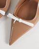 ASOS DESIGN ASOS DESIGN Skippy bow detail slingback kitten heel pumps in beige patent-Neutral - 3
