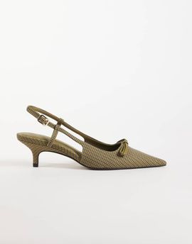 ASOS DESIGN ASOS DESIGN Skippy bow detail slingback kitten heel shoes in plaid-Multi