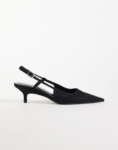 ASOS DESIGN ASOS DESIGN Skippy kitten heel shoes in black suedette