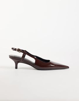 ASOS DESIGN ASOS DESIGN Skippy kitten heel shoes in chocolate patent-Brown